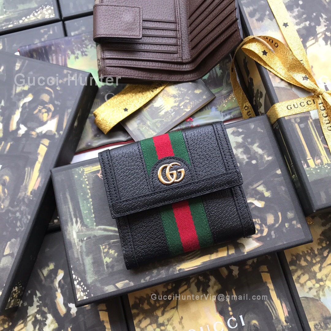 Gucci Ophidia GG French Flap Wallet Black 523173